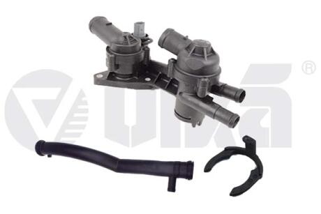 Фото корпус термостата подвійний; 83℃; 87℃ зпатрубком VIKA 11211888201 Корпус термостата подвійний; 83℃; 87℃ зпатрубком VIKA 11211888201