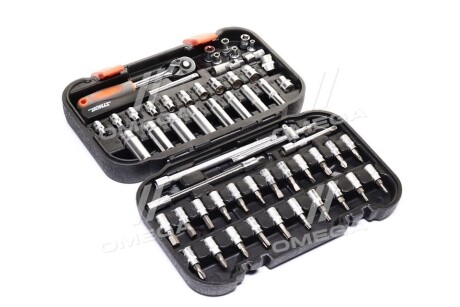 Набір торцевих головок, насадок STHOR: квадрат 1/4" з інструментами [56 Од.], Набір Vorel 58643