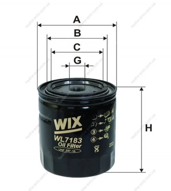 Фільтр масляний OPEL Omega (вир-во WIX-Filtron UA) OP625/ WIX FILTERS WL7183 (фото 1)