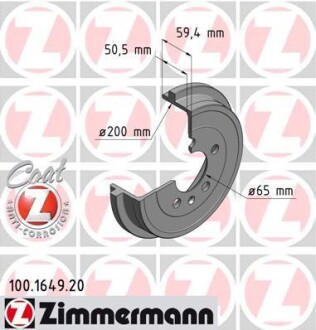 Барабан гальмівний ZIMMERMANN 100.1649.20