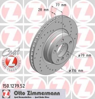 Диск гальмівний ZIMMERMANN 150.1279.52