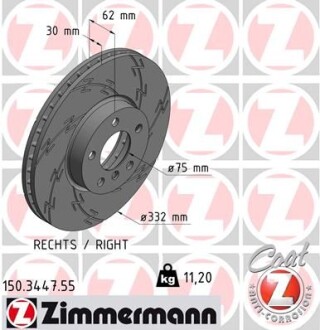 Диск гальмівний ZIMMERMANN 150.3447.55