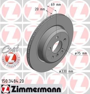 Диск гальмівний ZIMMERMANN 150.3484.20