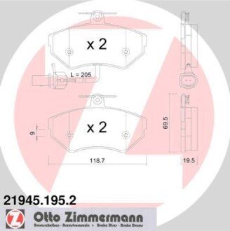 Комплект гальмівних колодок ZIMMERMANN 21945.195.2