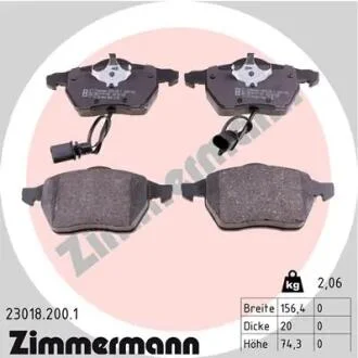 Колодки гальмівні дискові, к-кт ZIMMERMANN 23018.200.1