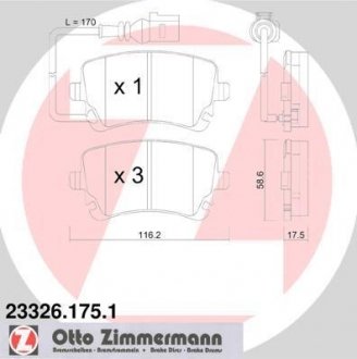 Комплект гальмівних колодок ZIMMERMANN 23326.175.1 (фото 1)