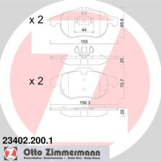 Комплект гальмівних колодок ZIMMERMANN 23402.200.1