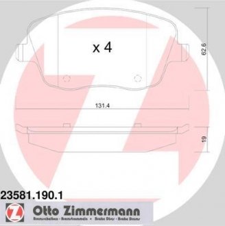 Комплект гальмівних колодок ZIMMERMANN 23581.190.1 (фото 1)