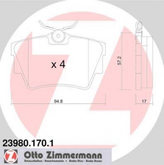 Комплект гальмівних колодок ZIMMERMANN 23980.170.1