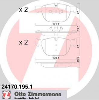 Комплект гальмівних колодок ZIMMERMANN 24170.195.1 (фото 1)