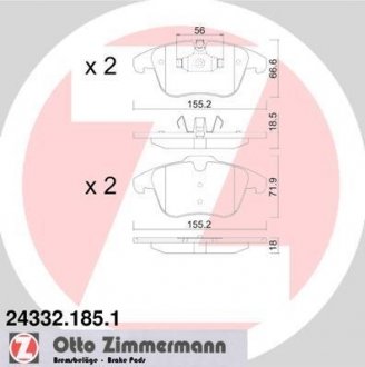 Комплект гальмівних колодок ZIMMERMANN 24332.185.1