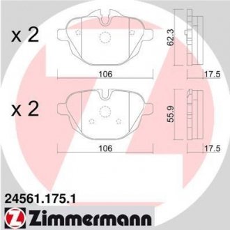 Комплект гальмівних колодок ZIMMERMANN 24561.175.1