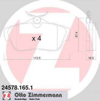 Комплект гальмівних колодок ZIMMERMANN 24578.165.1