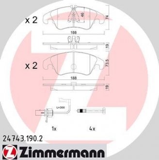 Комплект гальмівних колодок ZIMMERMANN 24743.190.2 (фото 1)