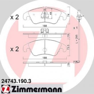 Комплект гальмівних колодок ZIMMERMANN 24743.190.3 (фото 1)