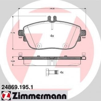 Комплект гальмівних колодок ZIMMERMANN 24869.195.1