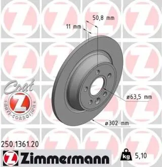 Диск гальмівний Coat Z ZIMMERMANN 250.1361.20