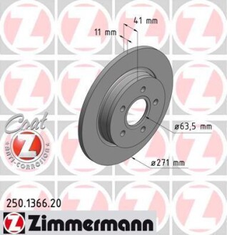 Диск гальмівний ZIMMERMANN 250.1366.20