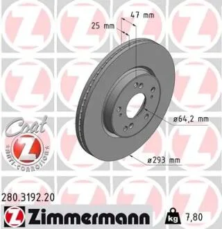 Диск гальмівний Coat Z ZIMMERMANN 280.3192.20