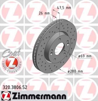 Диск гальмівний ZIMMERMANN 320.3806.52