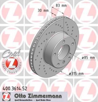 Диск гальмівний ZIMMERMANN 400.3614.52