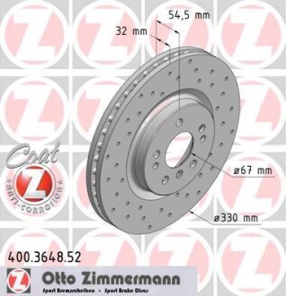 Диск гальмівний ZIMMERMANN 400.3648.52