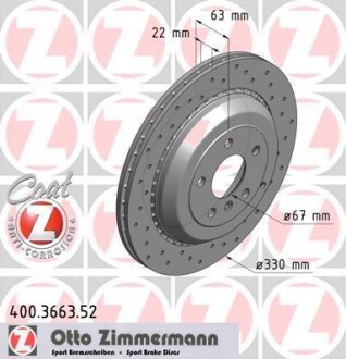 Диск гальмівний ZIMMERMANN 400.3663.52