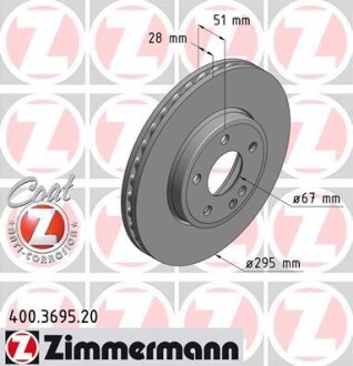 Диск гальмівний ZIMMERMANN 400.3695.20