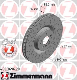 Диск гальмівний ZIMMERMANN 400.3696.20