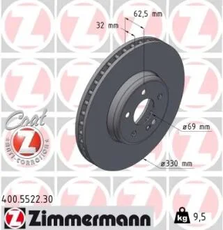 Диск гальмівний Formula S ZIMMERMANN 400.5522.30