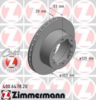 Диск гальмівний ZIMMERMANN 400.6478.20