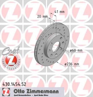 Диск гальмівний ZIMMERMANN 430.1454.52