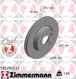 Диск гальмівний ZIMMERMANN 590.2803.20