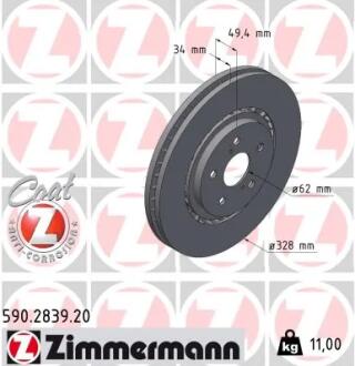 Диск гальмівний Coat Z ZIMMERMANN 590283920