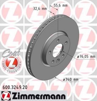 Диск гальмівний ZIMMERMANN 600.3249.20