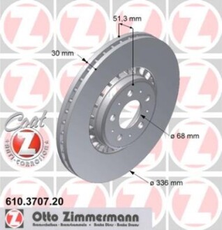 Диск гальмівний ZIMMERMANN 610.3707.20