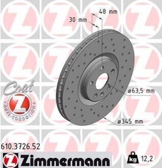 Диск гальмівний ZIMMERMANN 610.3726.52